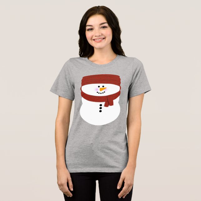 Snögubbe med Beanie-jul T Shirt (Framsida Full)