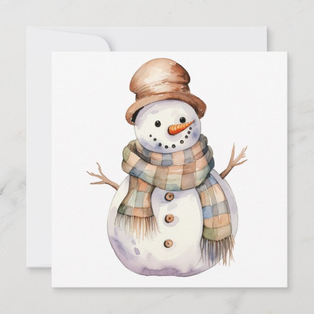 Snögubbe med Brown Hat-jul Julkort (Framsida)