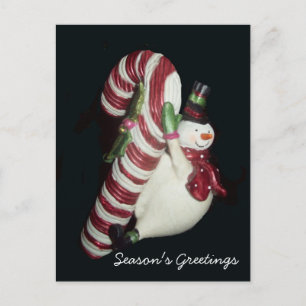 Snögubbe med Candy cane vykort