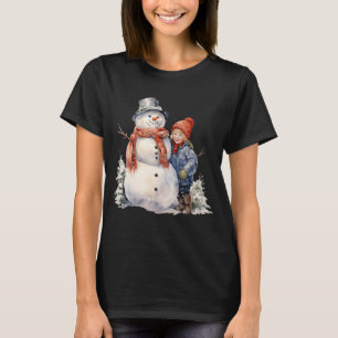 Snögubbe med Carrot Nose Scarf Winter-jul T Shirt