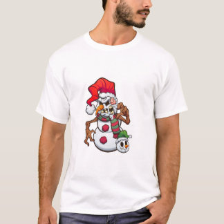 snögubbe med ett litet monsterhuvud t shirt