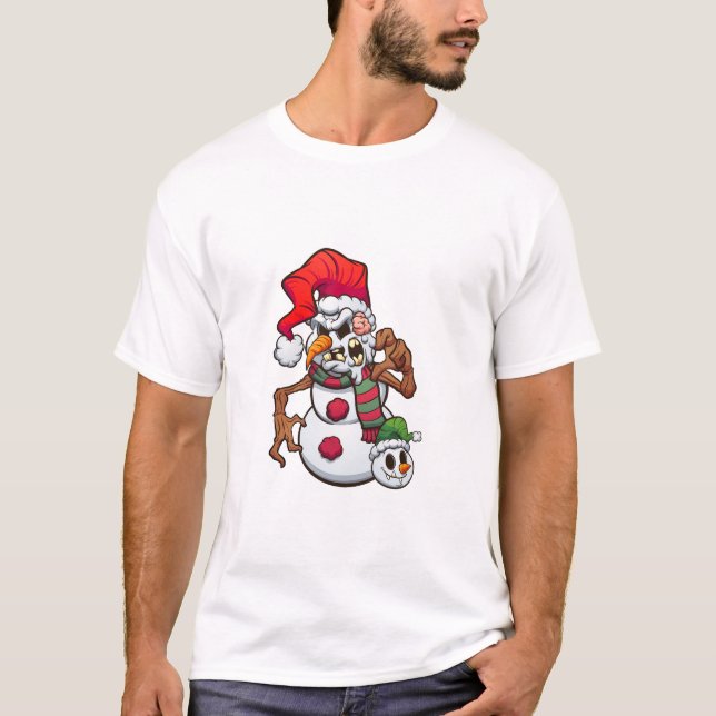 snögubbe med ett litet monsterhuvud t shirt (Framsida)