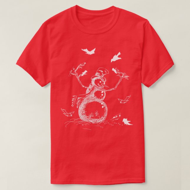 Snögubbe med fåglar 1 t shirt (Design framsida)
