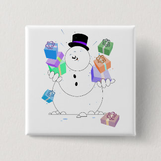 Snögubbe med gåvor knapp