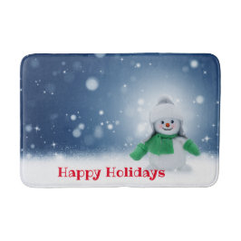 Snögubbe med grönt scarf badrumsmatta