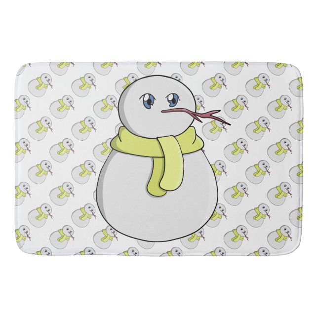 Snögubbe med gult scarf badrumsmatta (Framsidan)
