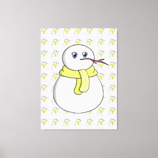Snögubbe med gult scarf canvastryck