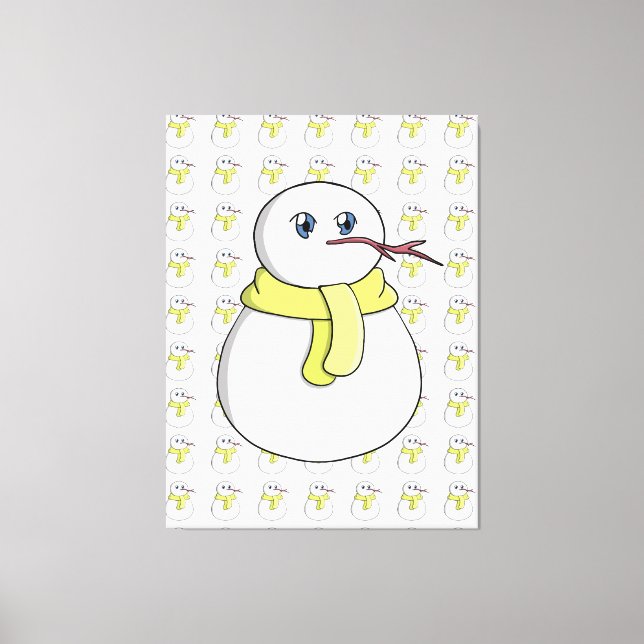 Snögubbe med gult scarf canvastryck (Framsida)