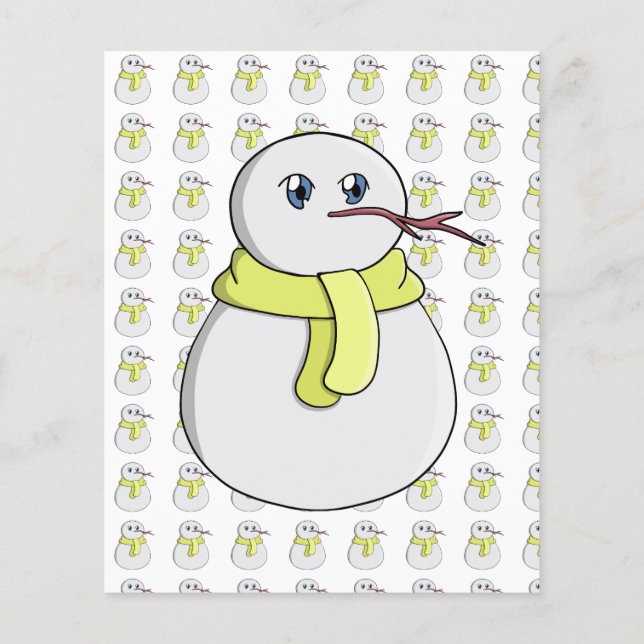 Snögubbe med gult scarf flygblad (Baksidan)
