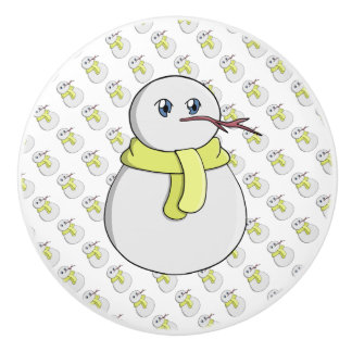 Snögubbe med gult scarf knopp