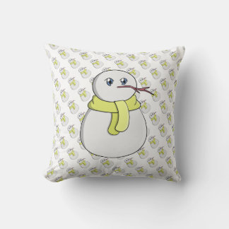 Snögubbe med gult scarf kudde
