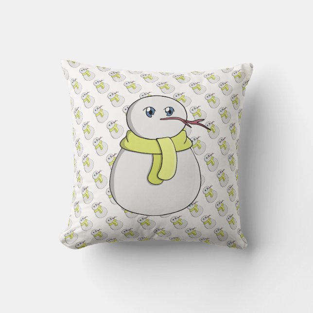 Snögubbe med gult scarf kudde (Framsida)