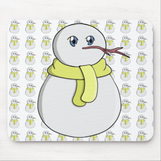 Snögubbe med gult scarf musmatta