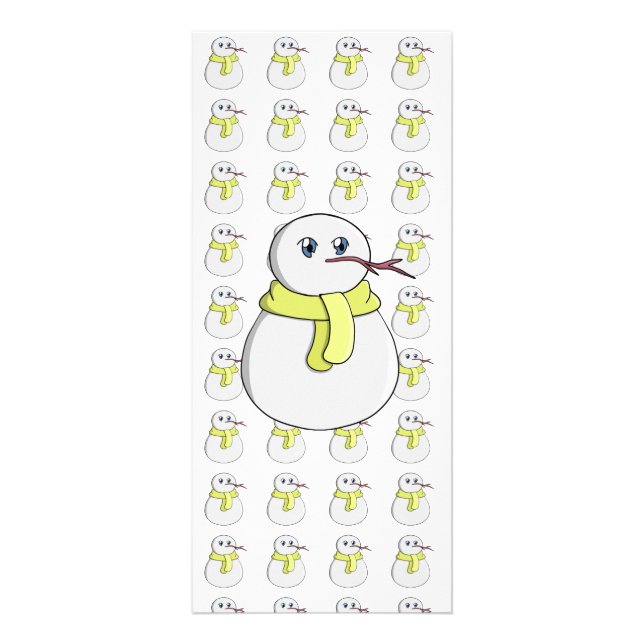 Snögubbe med gult scarf reklamkort (Framsidan)