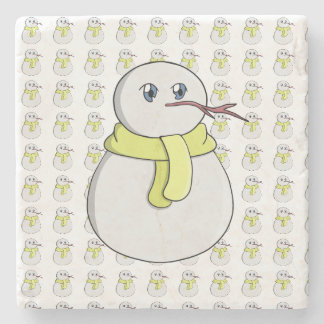 Snögubbe med gult scarf stenunderlägg