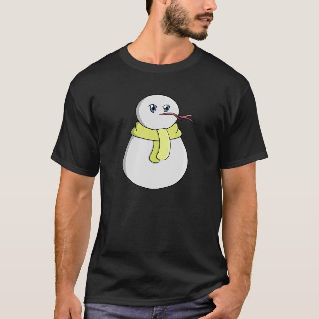 Snögubbe med gult scarf t shirt (Framsida)
