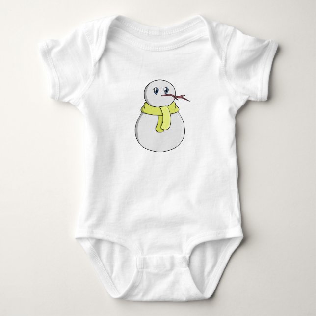 Snögubbe med gult scarf t shirt (Framsida)