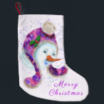 Snögubbe med Hat-julklapp Liten Julstrumpa<br><div class="desc">Jullager med Lycklig Snögubbe I Lila Rosa Beanie Winter Hat Roligt Julmålning - eller Välj / lägg till din unika text / Namn / Färg - Gör din Speciella gåva - Ändra storlek och flytta eller ta bort/lägg till inslag - bild / text med verktyg. Målning och design efter MIGNED....</div>