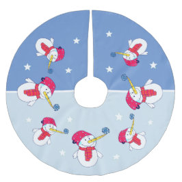 Snögubbe med Helgdag med snöflammor Julgransmatta Borstad Polyester