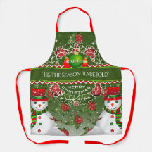 Snögubbe med Holly Berries och ditt namn på GRÖNT