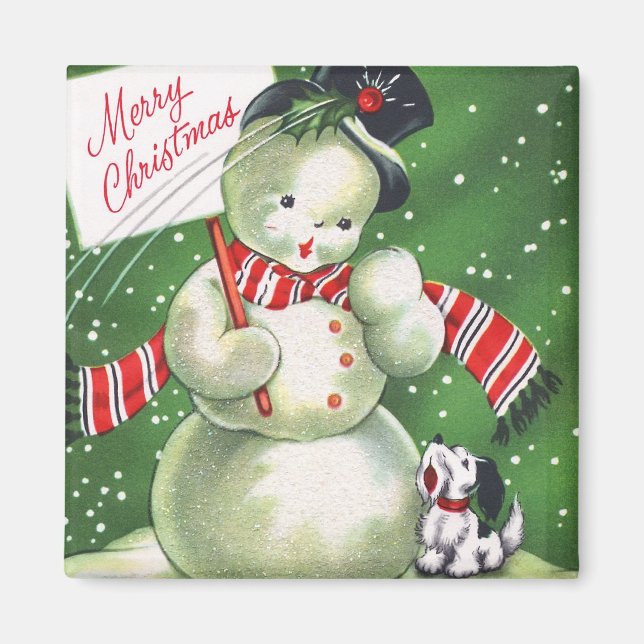 Snögubbe med Hund Magnet (Framsidan)