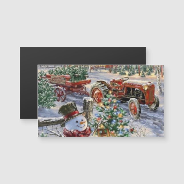 Snögubbe med Julgran och reaktormagnet (Fram/baksida)