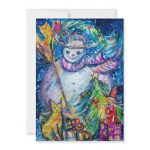 SNÖGUBBE MED JULGRAN, UGGLA OCH LEKSAKER