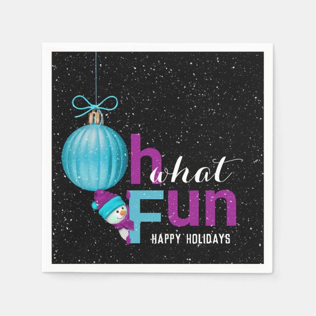 snögubbe med julprydnad pappersservett (Framsidan)