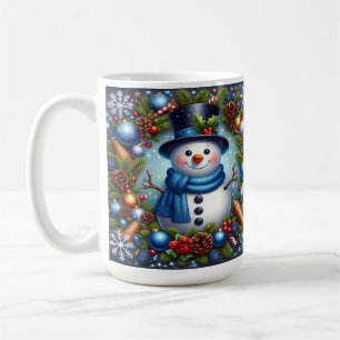 Snögubbe med julprydnader och Pinecones Kaffemugg