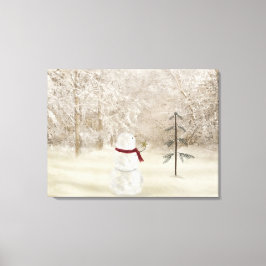 Snögubbe med julstjärna canvastryck