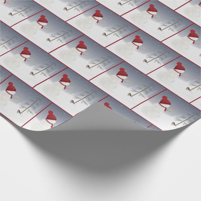 snögubbe med julstjärna presentpapper (Hörn)