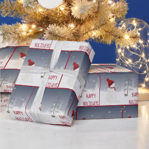 Snögubbe med julstjärnan presentpapper