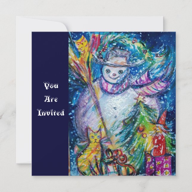 SNÖGUBBE MED LEKSAKER, Party, jul Inbjudningar (Framsida)