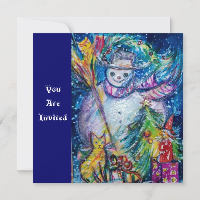 SNÖGUBBE MED LEKSAKER, Party, jul Inbjudningar (Framsida)