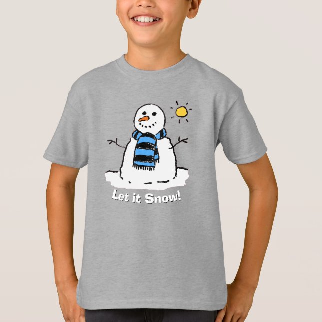Snögubbe med meddelande! t shirt (Framsida)