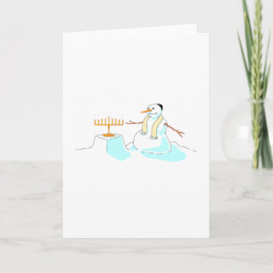 Snögubbe med Menorah Helgkort