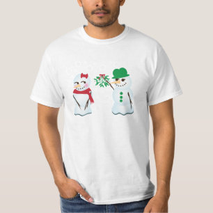 Snögubbe med Mistletoe Wanting a Kiss Tee