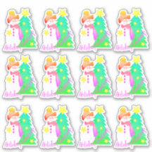 Snögubbe med Pinks och Grönt