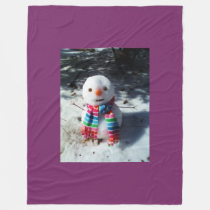 Snögubbe med Rainbow Scarf Fleecefilt