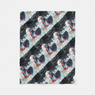 Snögubbe med Rainbow Scarf Fleecefilt