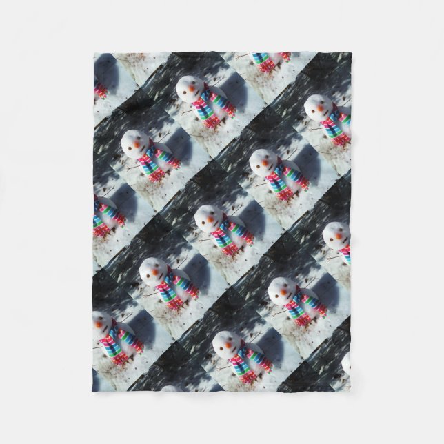 Snögubbe med Rainbow Scarf Fleecefilt (Framsidan)