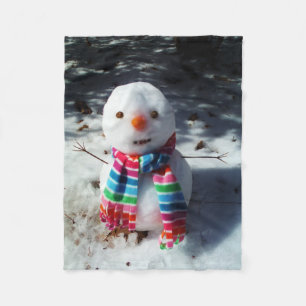 Snögubbe med Rainbow Scarf Fleecefilt