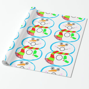 Snögubbe med Red and Grönt Scarf-Helgdag Presentpapper