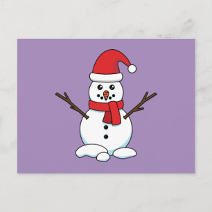 Snögubbe med Red Bonnet och Scarf Helg Vykort
