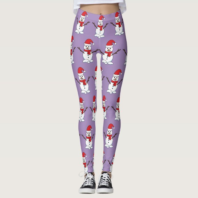 Snögubbe med Red Bonnet och Scarf Leggings (Framsida)