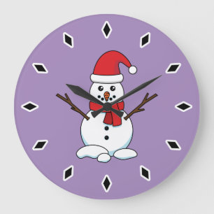 Snögubbe med Red Bonnet och Scarf Stor Klocka