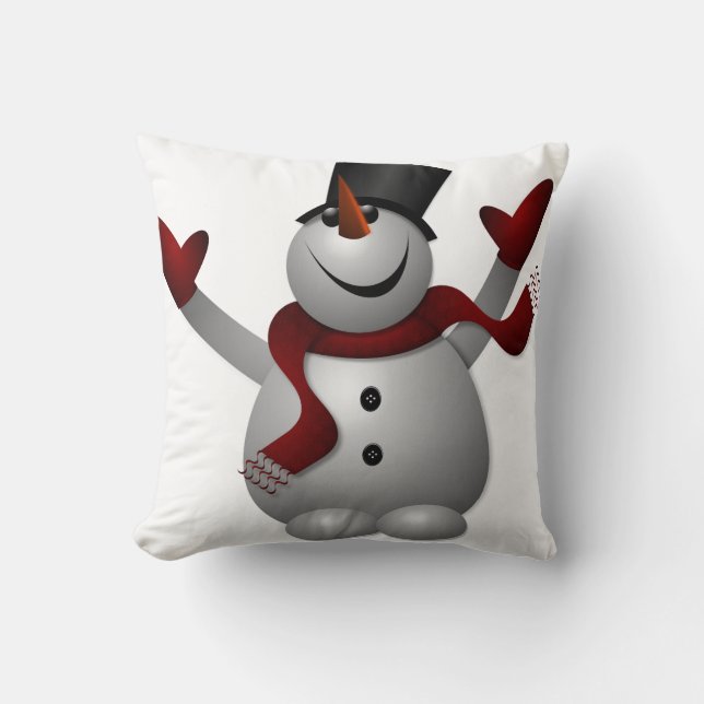 Snögubbe med Red Scarf Pillow Kudde (Framsida)