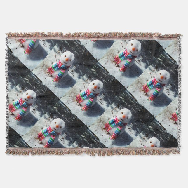 Snögubbe med regnbåge Scarf Filt (Framsidan)