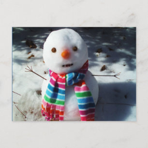 Snögubbe med regnbågsstripe Scarf Vykort