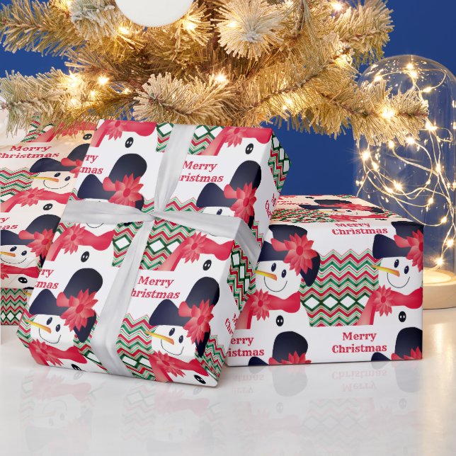 Snögubbe med rött presentpapper (Helgdagar)